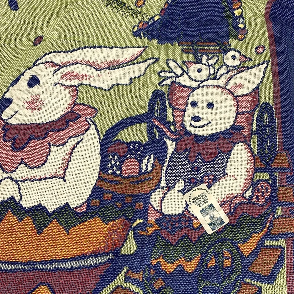 NWT Vintage Manual Woodworkers Weavers Bunny Sun nursery tapestry throw